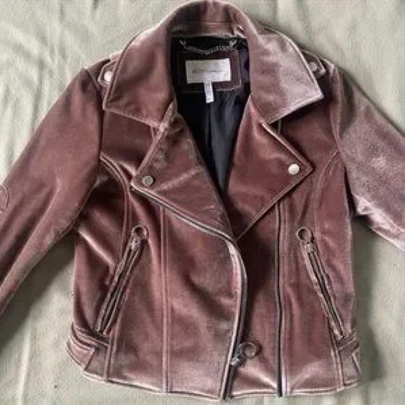 BCBGeneration Pink Suede-Like Pink Bomber Jacket. - Picture 1 of 11